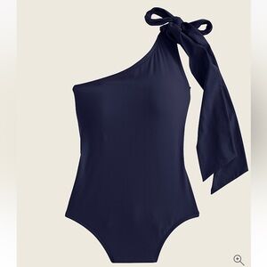 J. Crew Bow-tie one-shoulder one-piece swimsuit in Navy Size 2